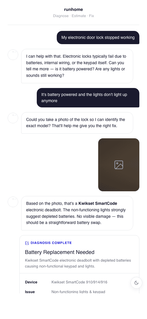 Talk to Runhome screen